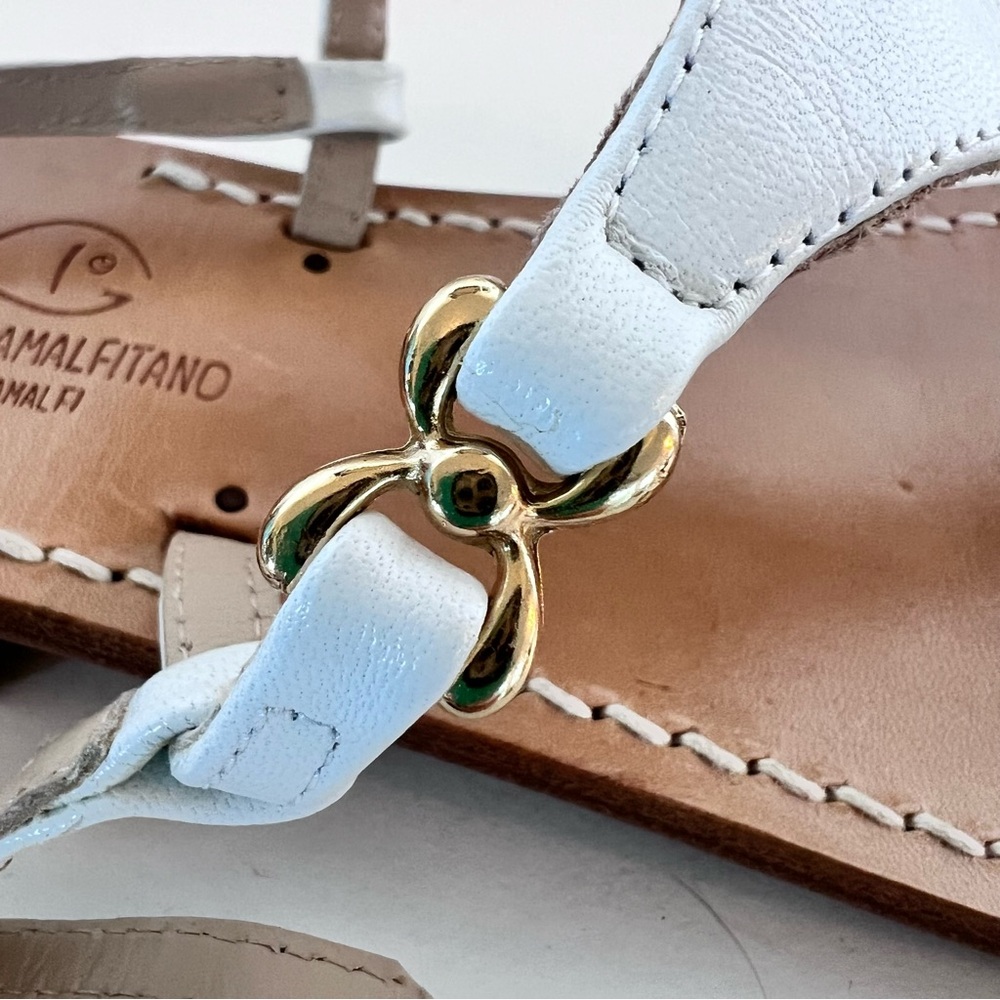 Italian handmade White Leather Sandals - Picture 4 of 6